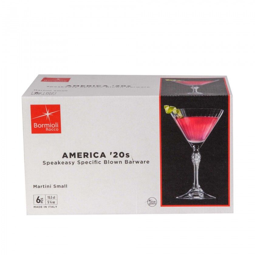 Copo Martini Vidro America 20s Com P� 15.5cl Pack 6
