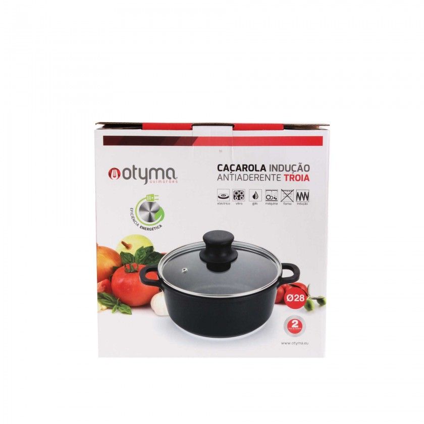 Caarola Antiaderente Troia Tampa Vidro 28cm