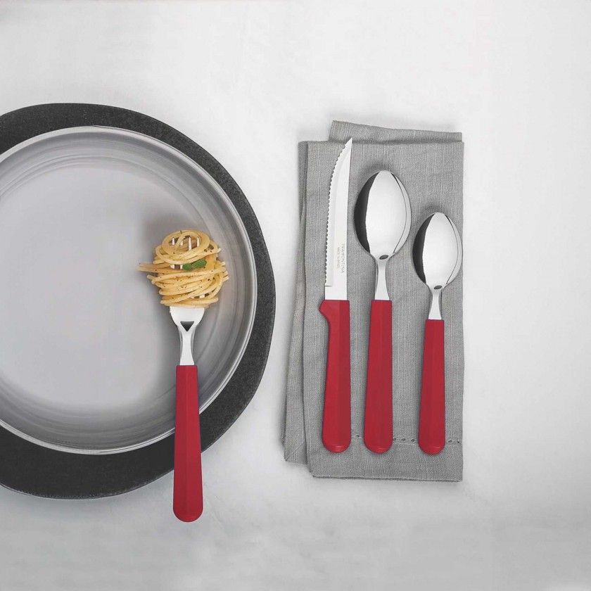 Faqueiro Tulum com Gaveteiro Vermelho 25 Peas