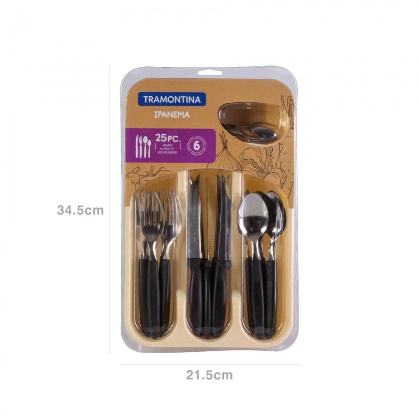 Faqueiro Inox Ipanema com Cabo 25 Peas 35X23.5X3.2cm