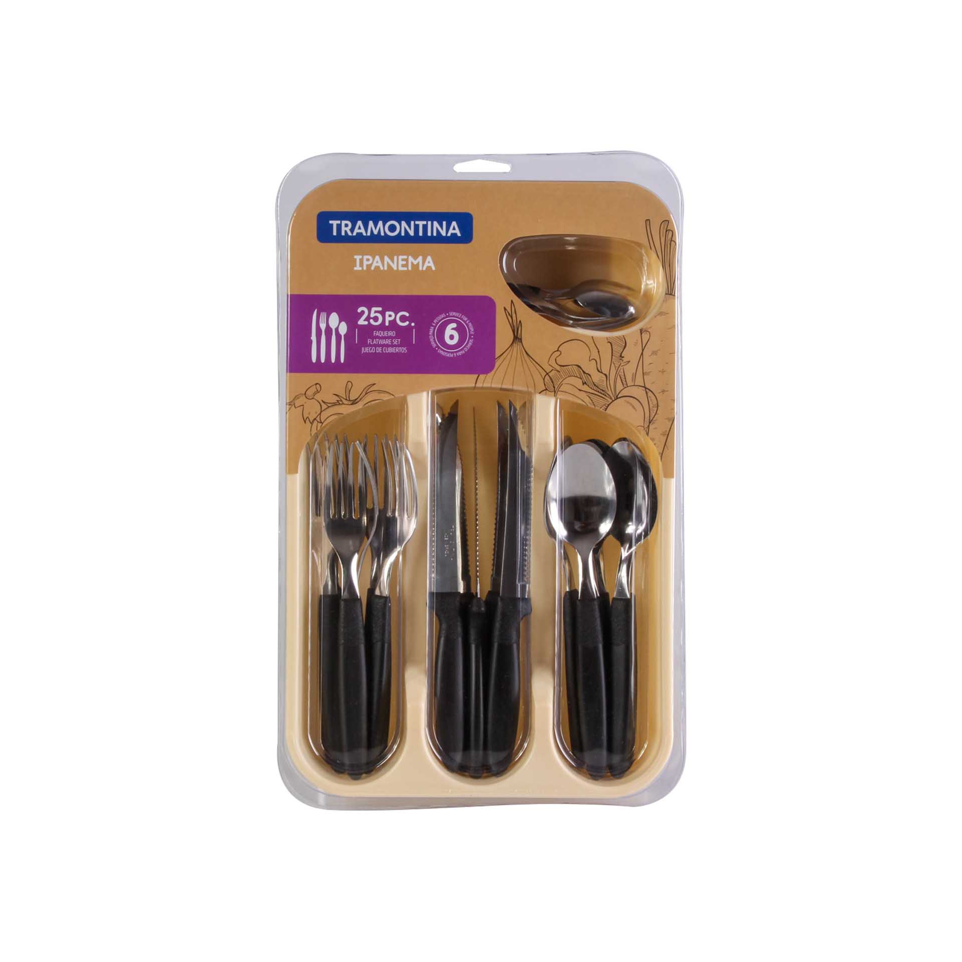 Faqueiro Inox Ipanema com Cabo 25 Peças 35X23.5X3.2cm