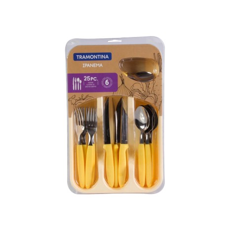 Faqueiro Inox Ipanema com Cabo Amarelo 25 Peças 35X23.5X3.2cm - Image product