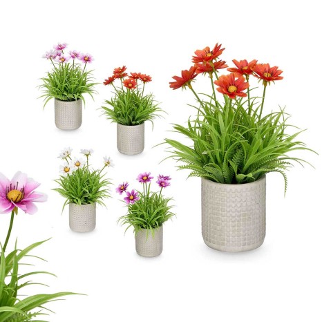 Vaso Planta Artificial Flores Redondo 18X23cm - Image product