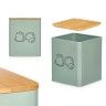 Caixa Cpsulas Caf Metal Tampa Bambu 14X14X16.5cm