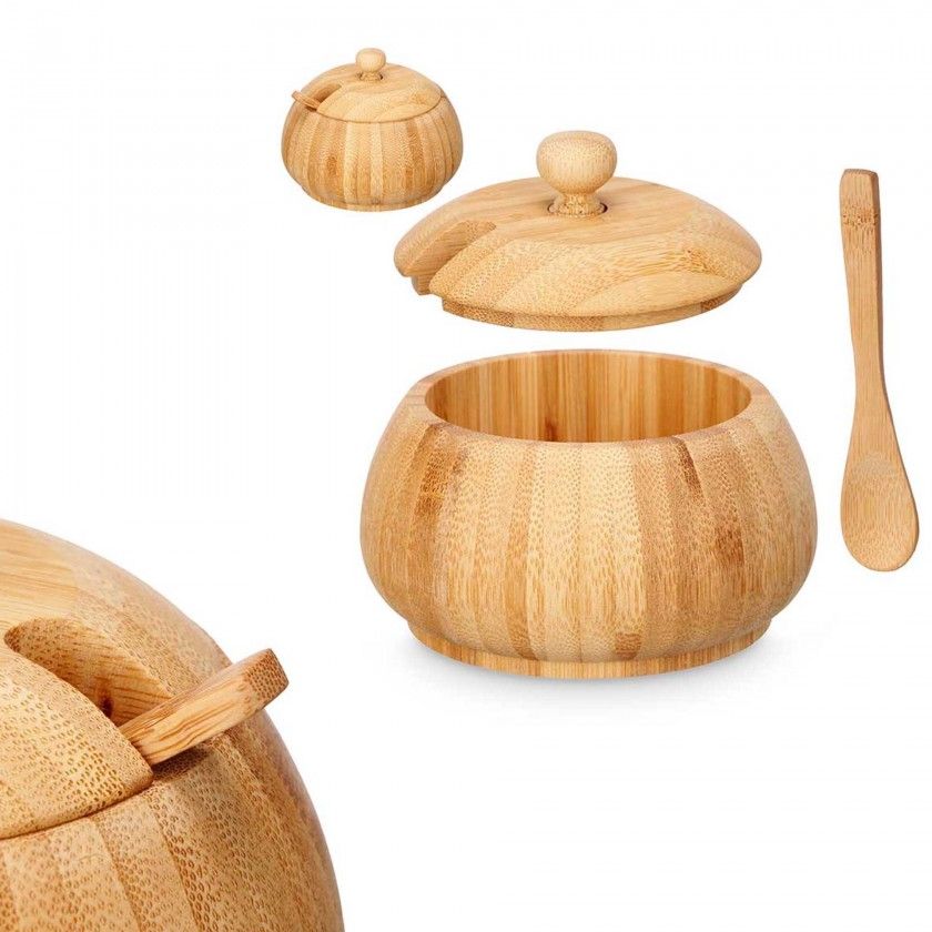 Aucareiro Bambu com Colher 11.5X12X7cm