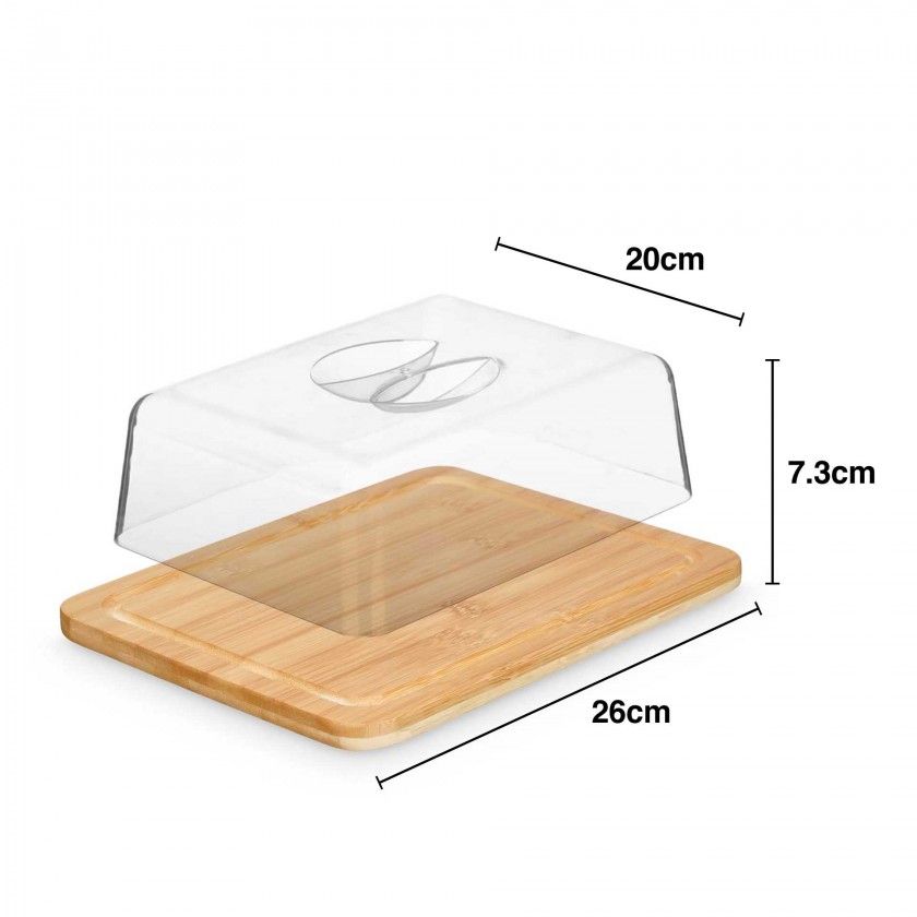 Queijeira Bambu Retangular 20X26X7.3cm