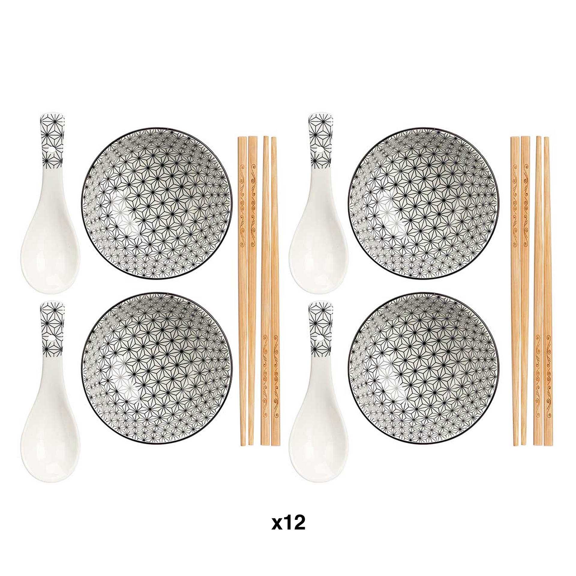 Conjunto Sushi Taça / Colher / Pauzinhos 12 Peças