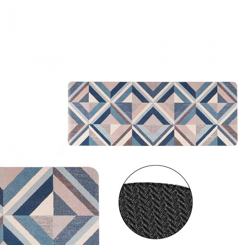 Tapete Cozinha Triângulos Azul 45X120cm Tapete Cozinha Triângulos Azul 45X120cm