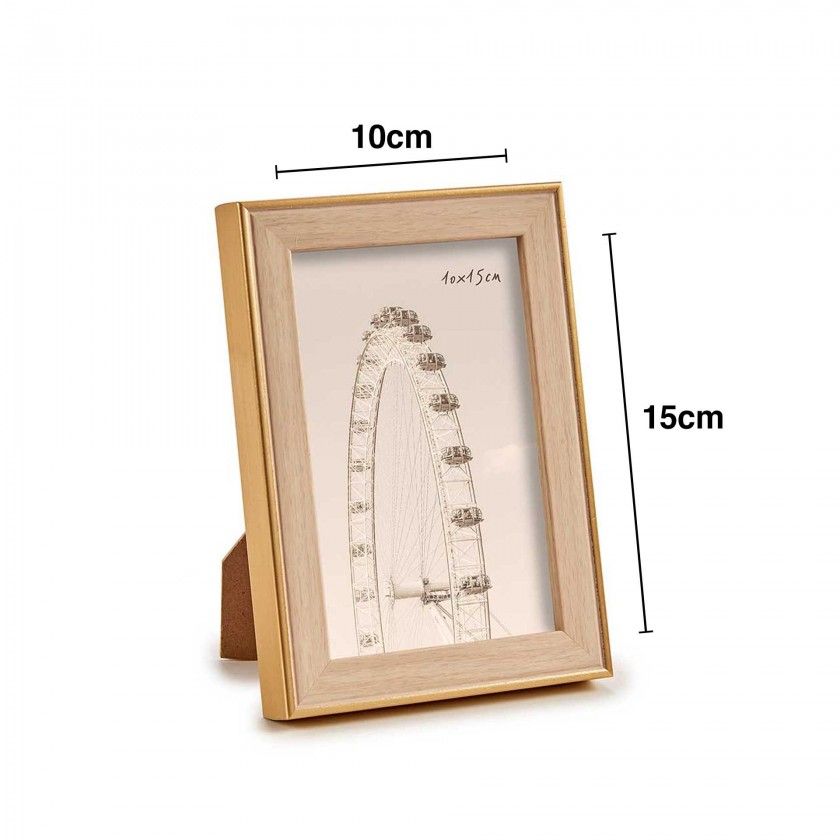 Moldura Plstico Efeito Madeira Dourada