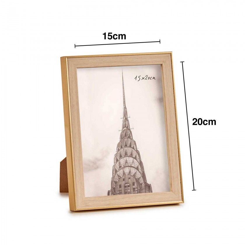 Moldura Pl�stico Efeito Madeira Dourada