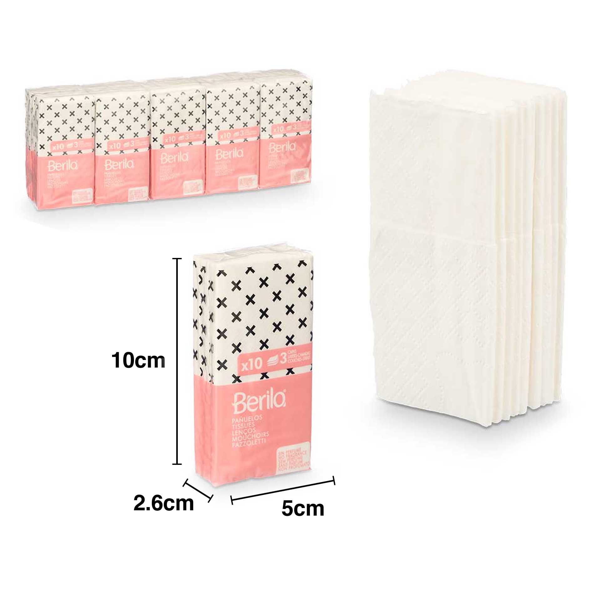 Lenços Papel 3 Folhas 200X205mm Pack 10