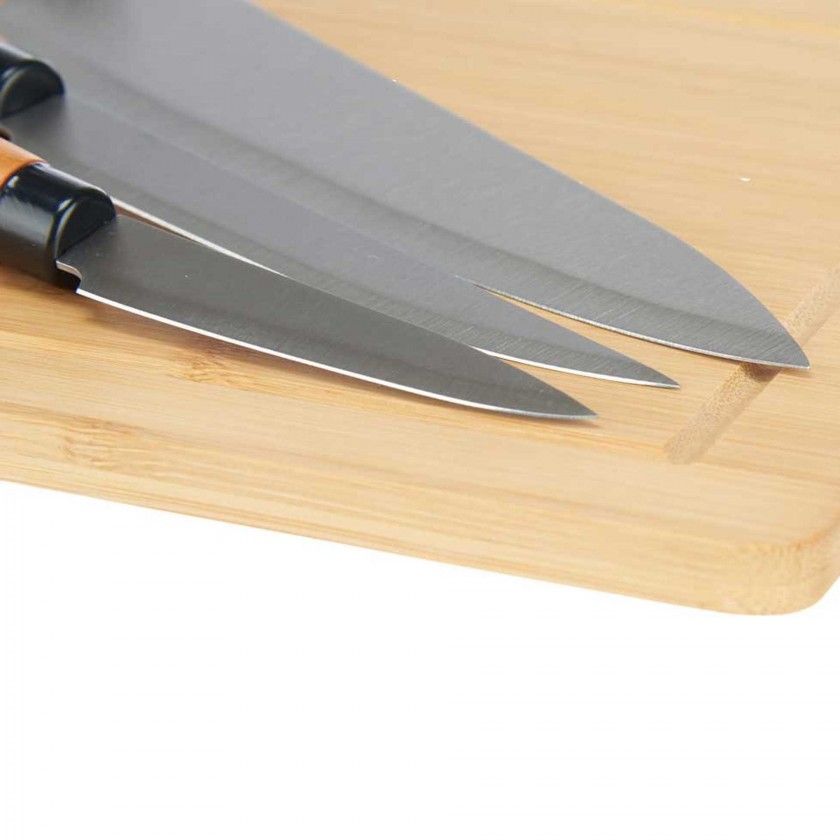 Tbua Queijo Bambu + 3 Facas 40X26.3X4cm