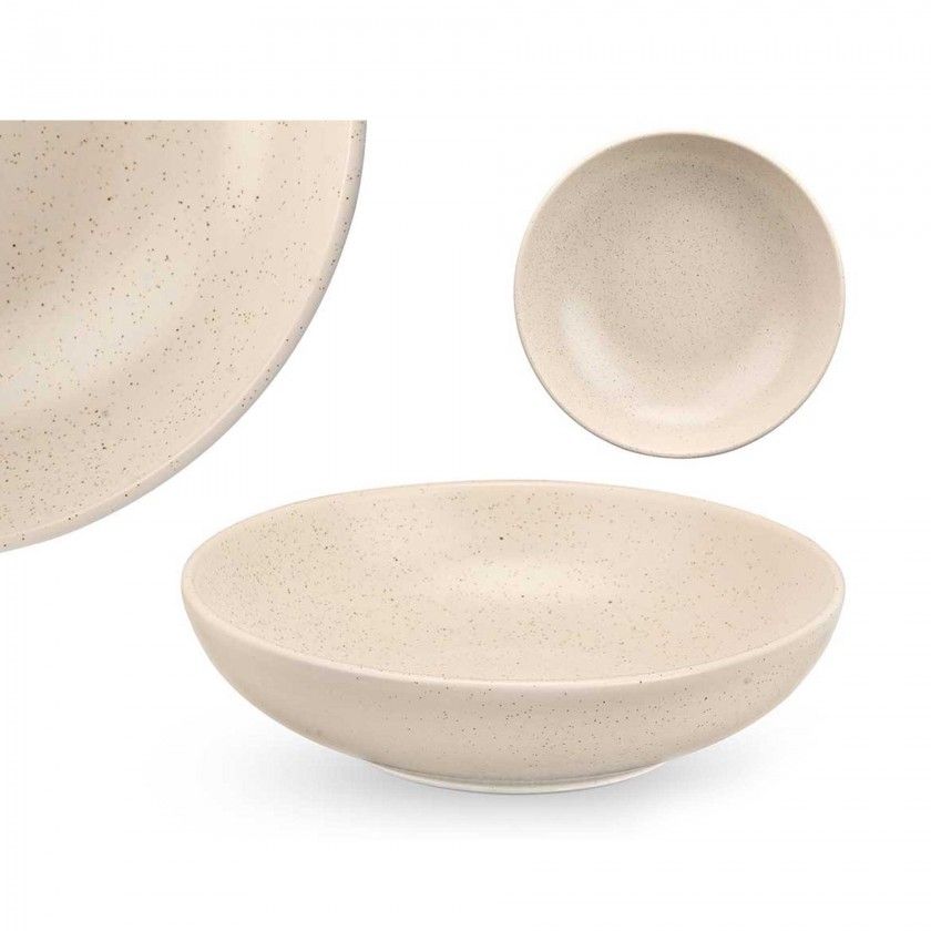 Prato Cermica Sopa Redondo Creme 20cm Pack 6