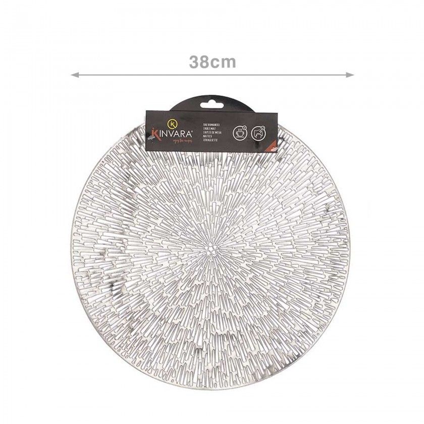 Individual Redondo Flor Prateado 38cm