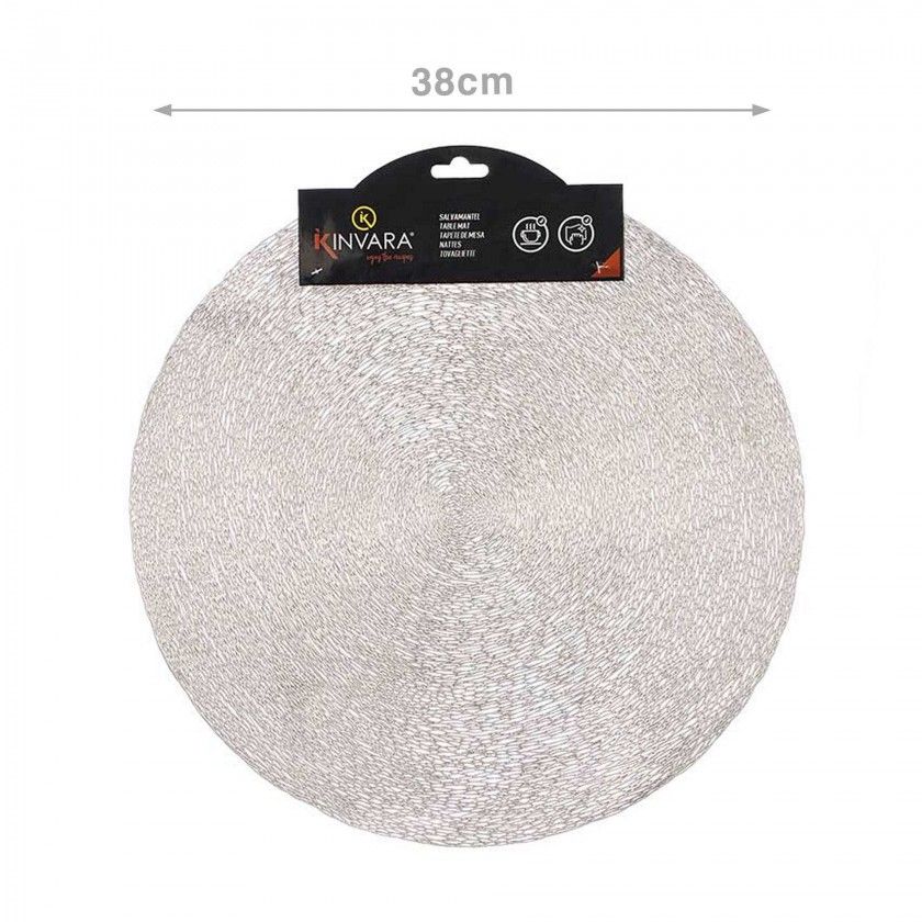 Individual Redondo Riscas Prateado 38cm