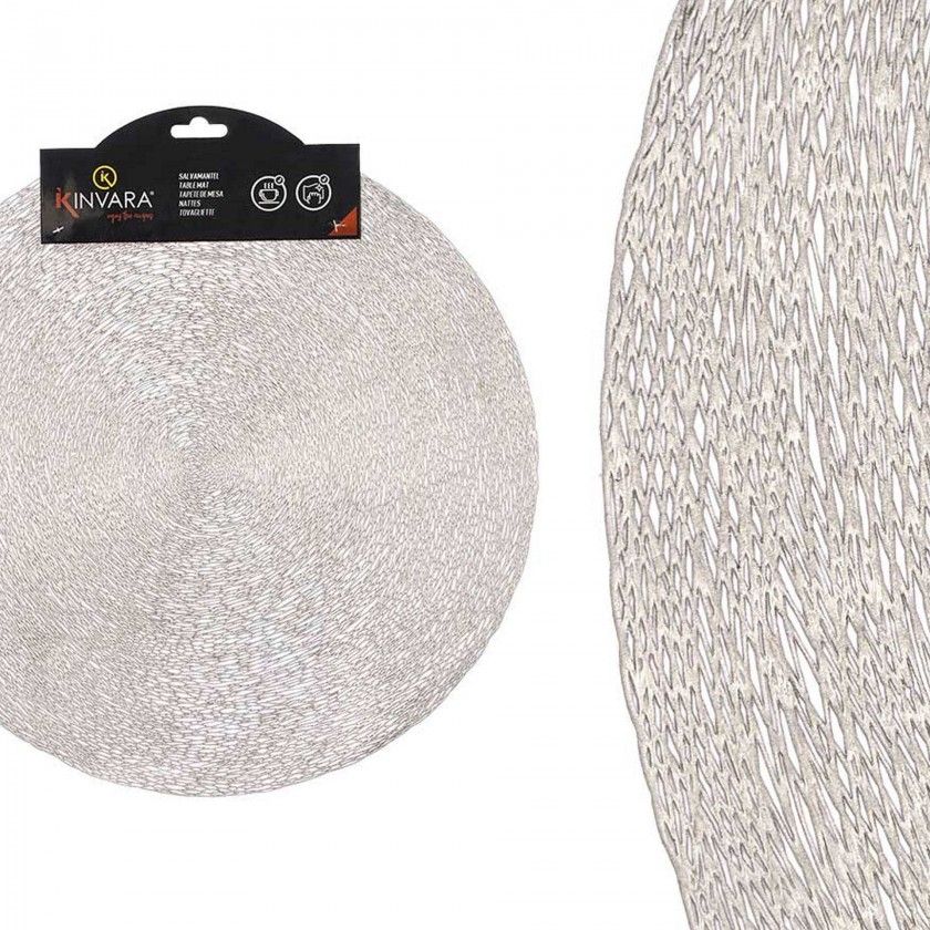 Individual Redondo Riscas Prateado 38cm