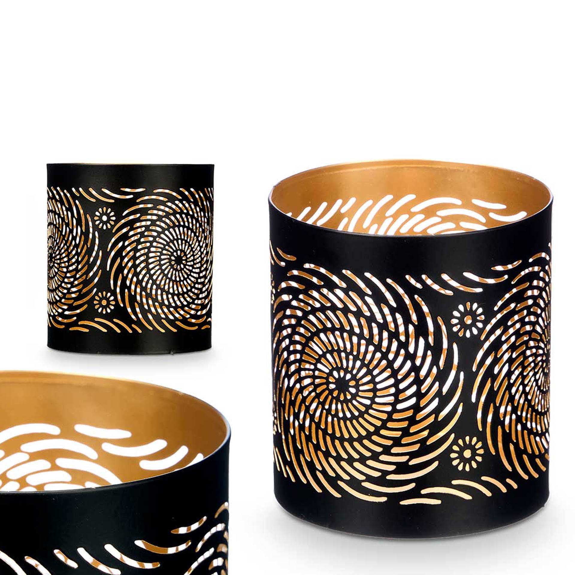 Suporte Vela Preto / Dourado Espiral 9X10cm
