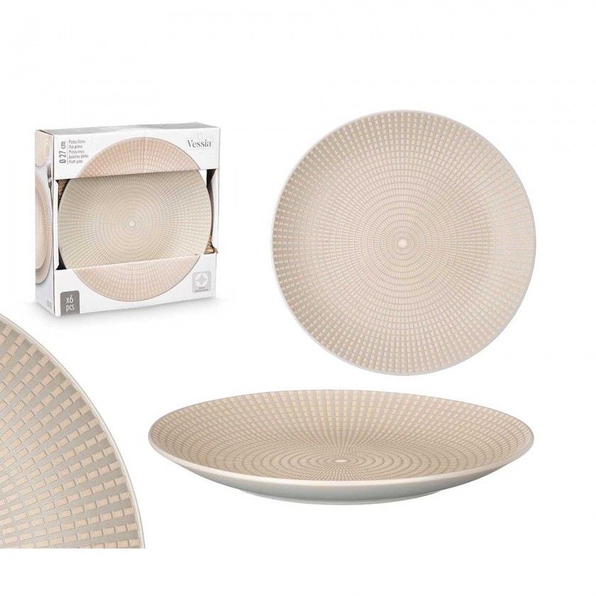 Prato Gravado Mesa Redondo Cinzento 27X3cm Pack 6 Prato Gravado Mesa Redondo Cinzento 27X3cm Pack 6