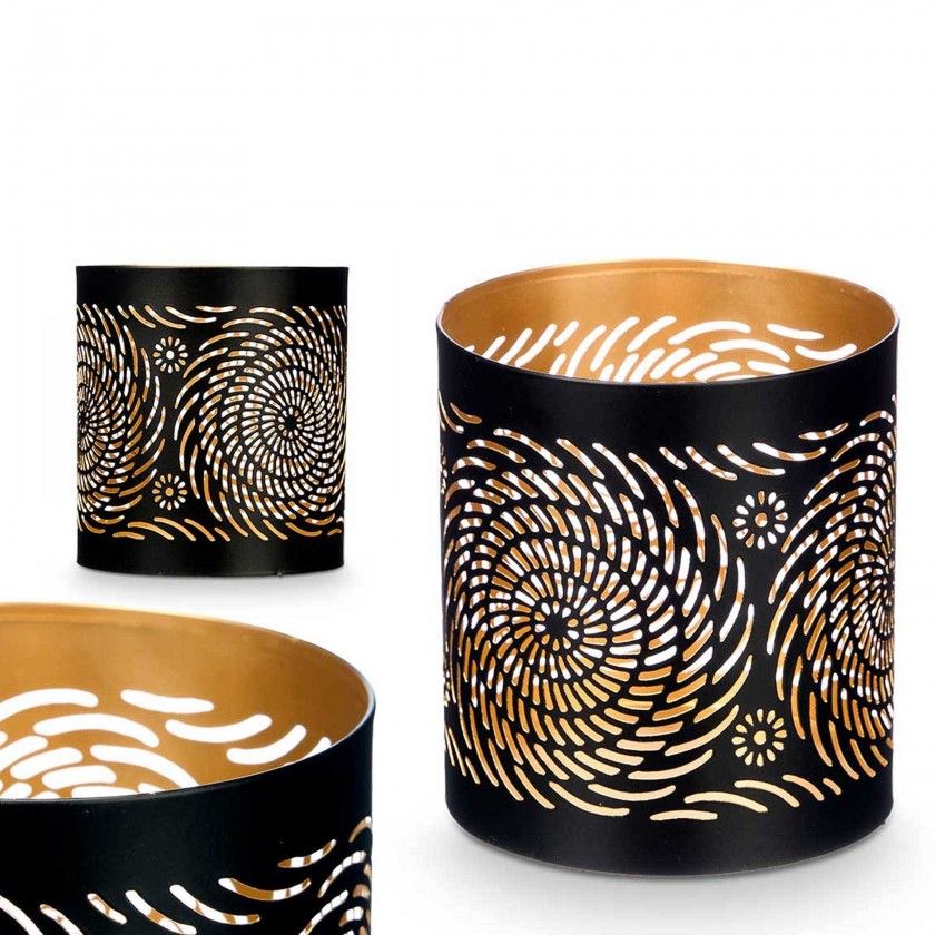 Suporte Vela Preto / Dourado Espiral 9X10cm Suporte Vela Preto / Dourado Espiral 9X10cm