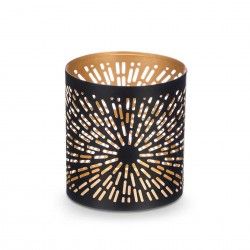Suporte Vela Preto / Dourado Riscas 9X10cm