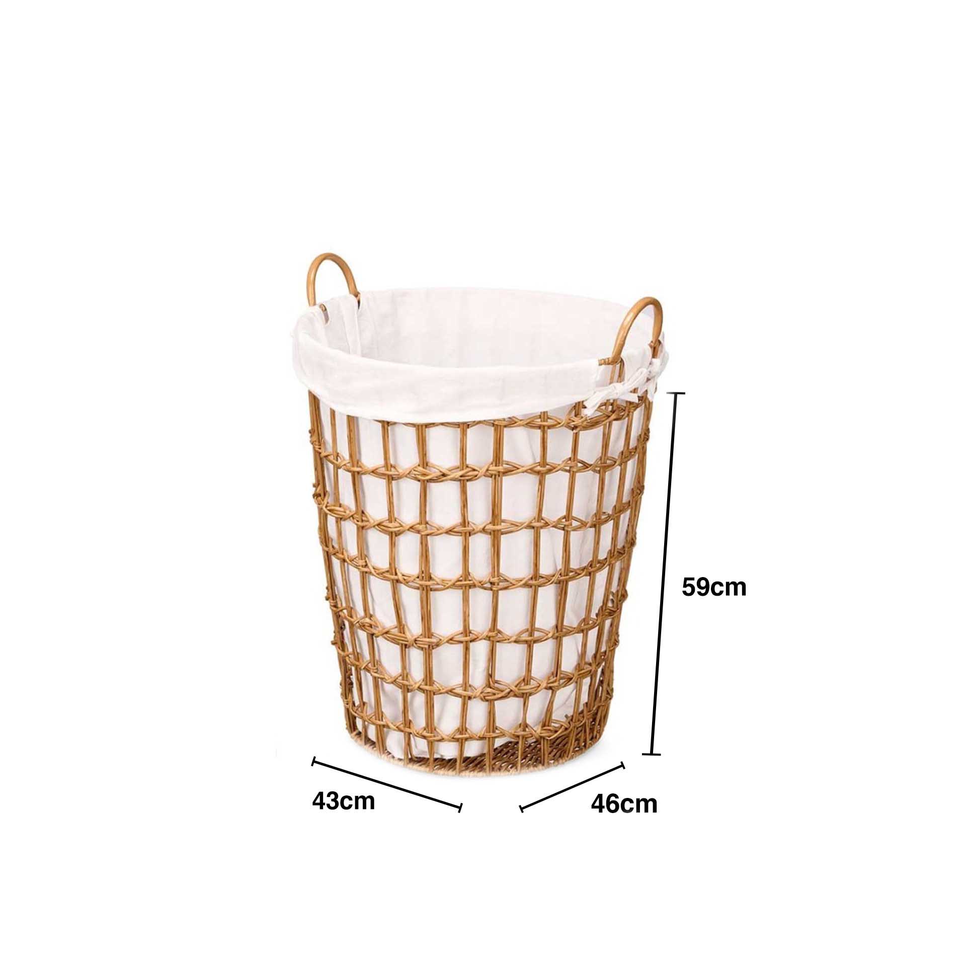 Cesto Plástico Efeito Vime com Forro Asas Redondo