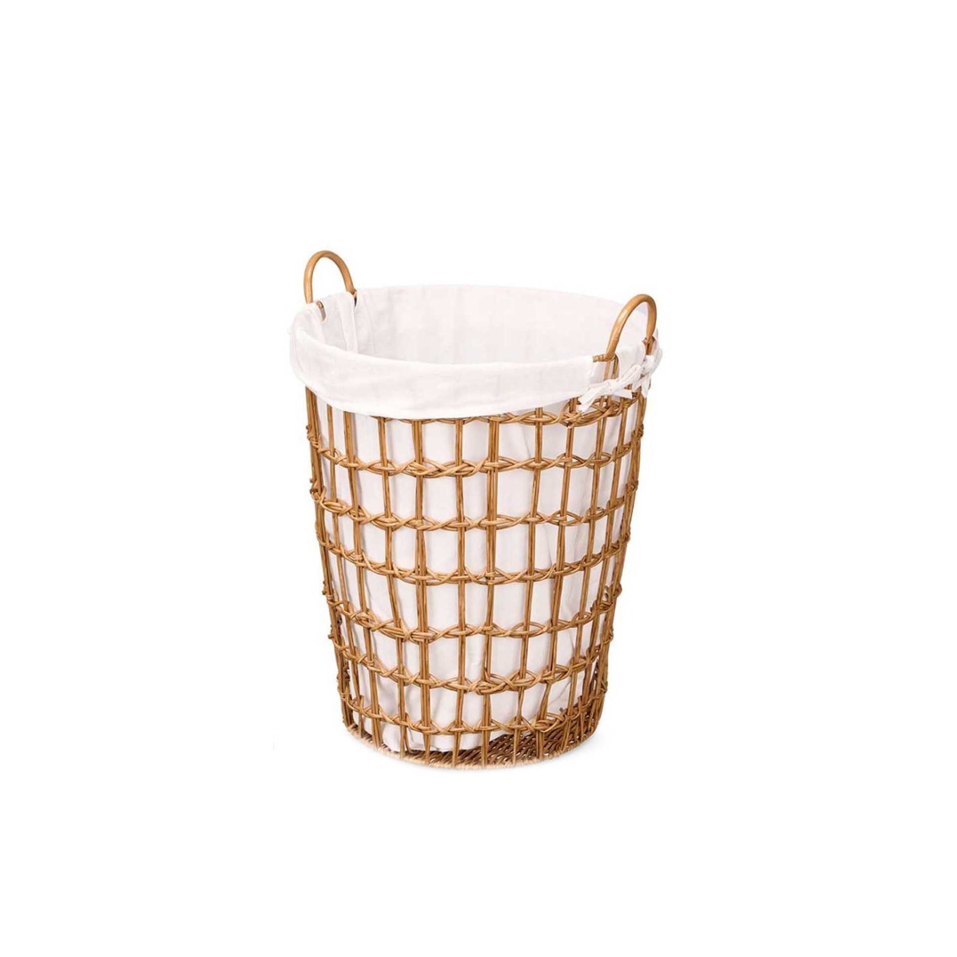 Cesto Plástico Efeito Vime com Forro Asas Redondo