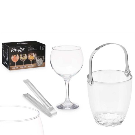 Balde Gelo Vidro 800ml + 4 Copos Gin 600ml 10.5X7.5X20cm - Image product