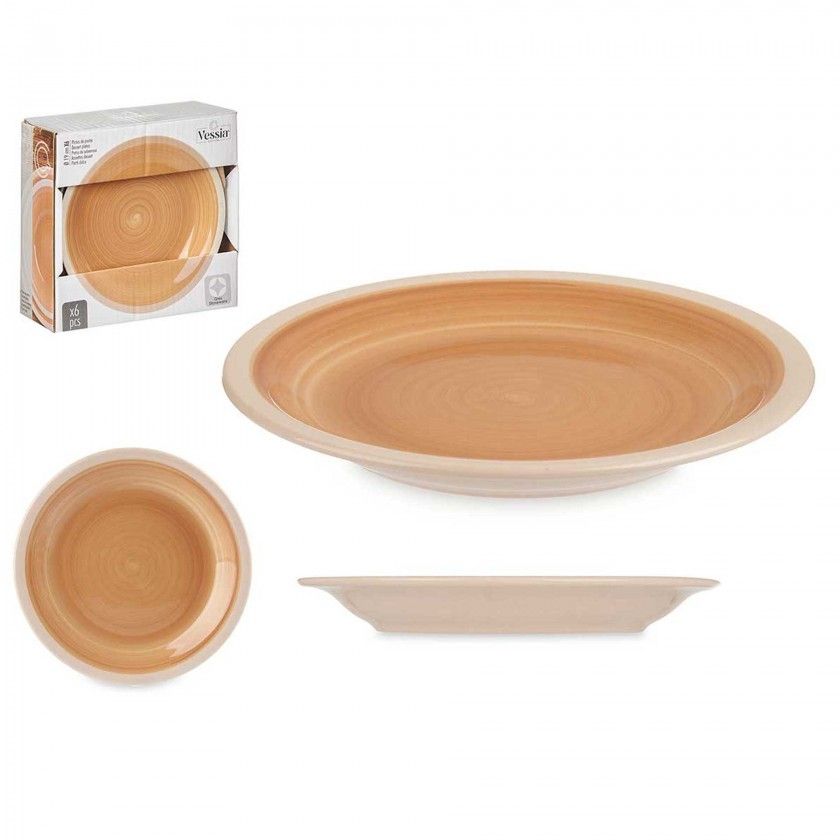 Prato Gr�s Sobremesa Bege 19cm Pack 6