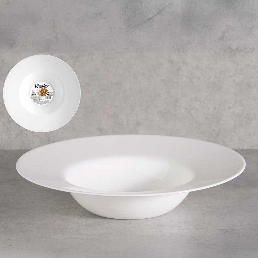 Prato Pasta Vidro Opaco 26cm Pack 6