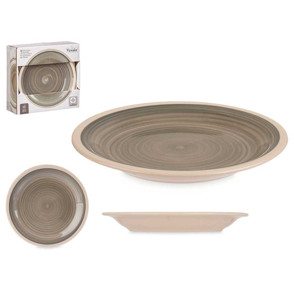 Prato Gr�s Sobremesa Cinzento 19cm Pack 6
