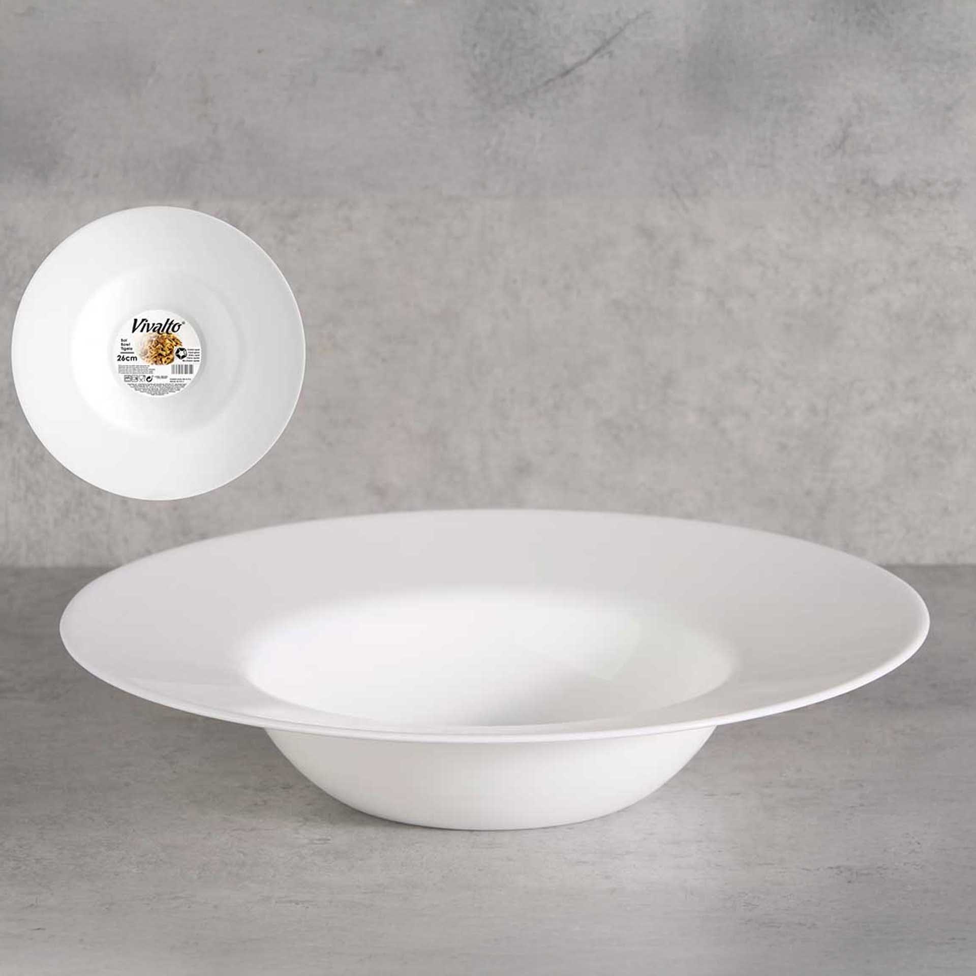 Prato Pasta Vidro Opaco 26cm Pack 6