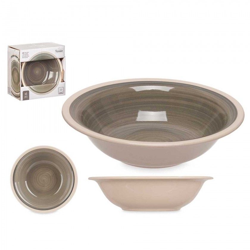 Prato Gr�s Sopa Cinzento 21cm Pack 6