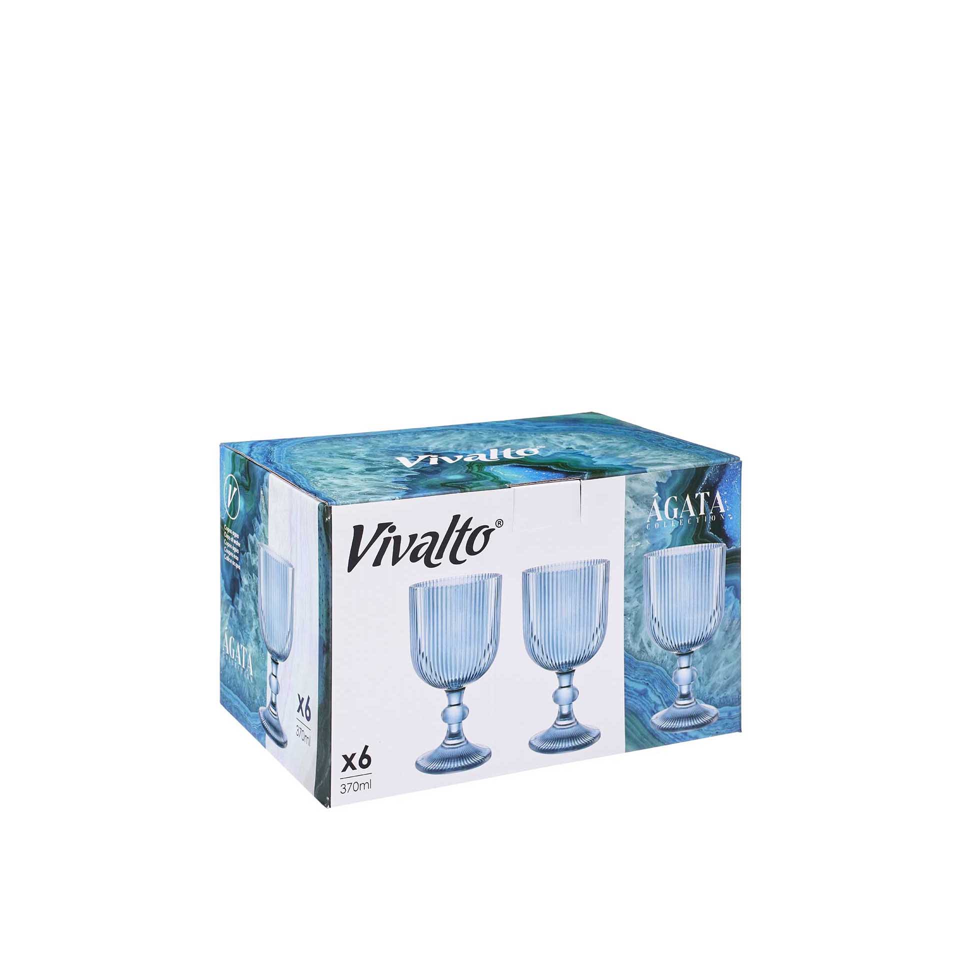 Copo com Pé Agata Azul 37cl Pack 6