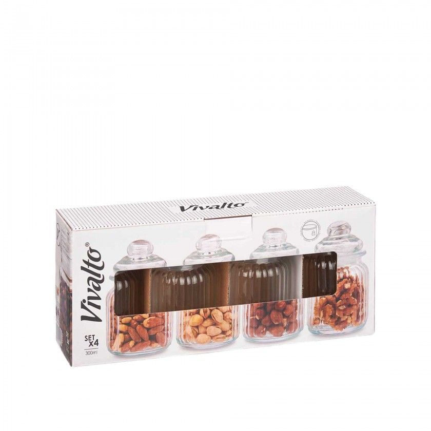 Frasco Vidro Riscas 300ml 8X32.5X14cm Pack 4 Frasco Vidro Riscas 300ml 8X32.5X14cm Pack 4