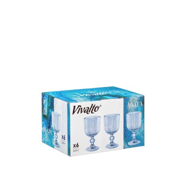 Copo com Pé Agata Azul 26cl Pack 6