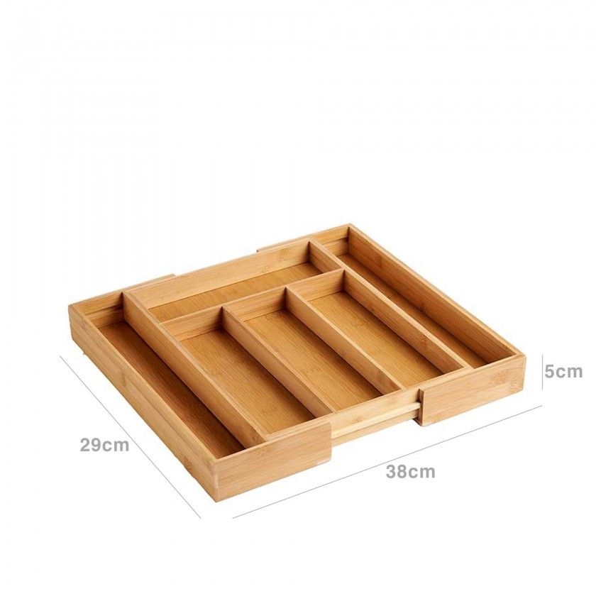 Porta Talheres Bambu 6 Divisões 38X29X5cm Porta Talheres Bambu 6 Divisões 38X29X5cm
