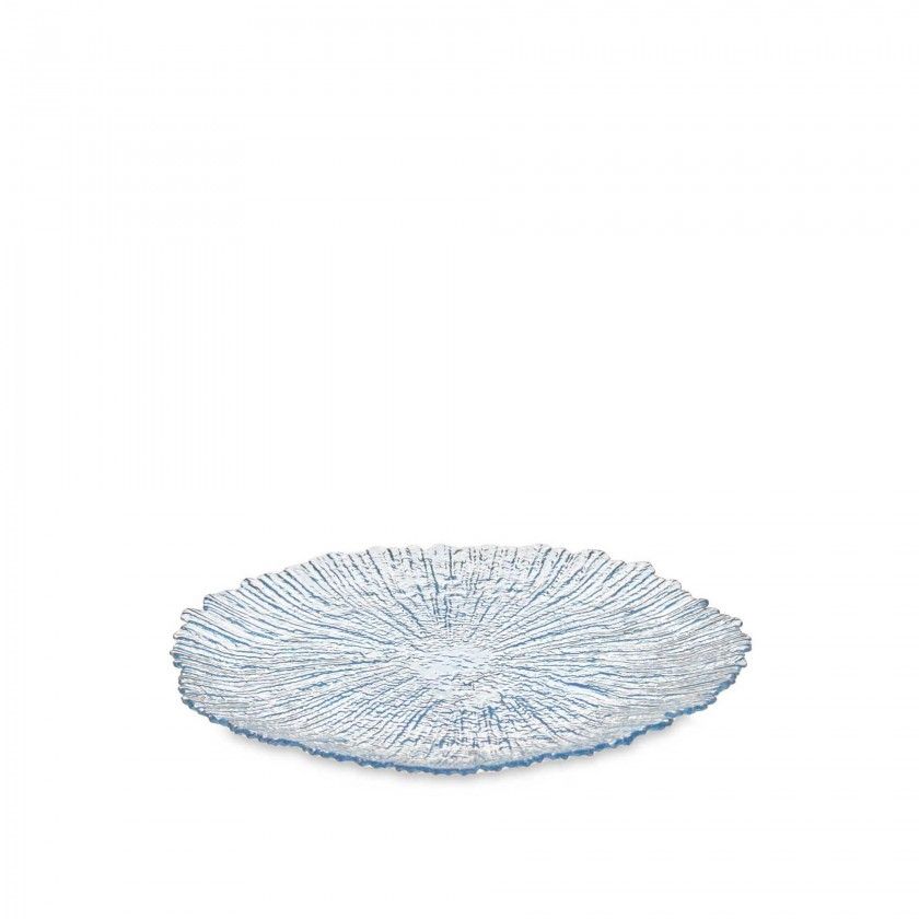 Prato Vidro Redondo Azul 32X2cm