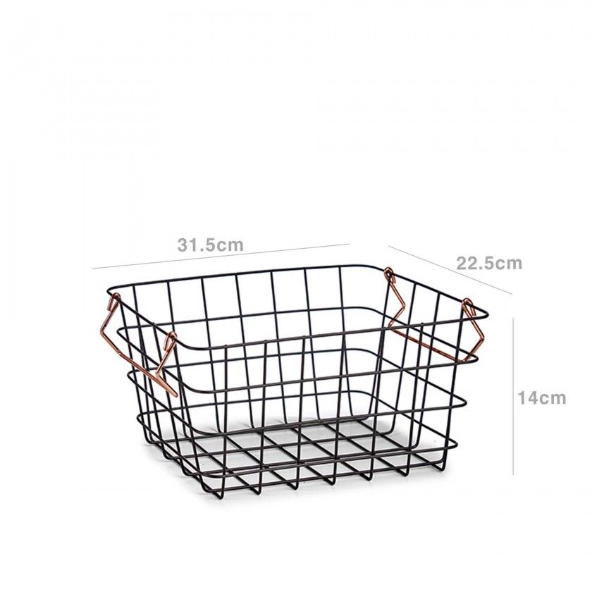 Cesto Metal com Asas Retangular 31.5X22.5X14cm