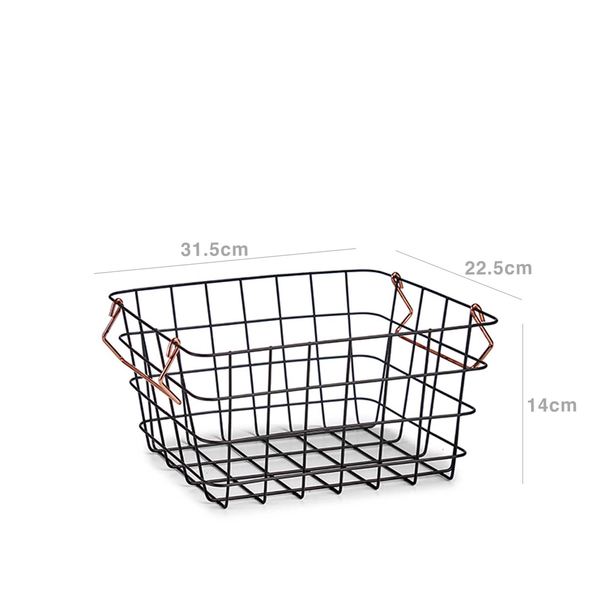 Cesto Metal com Asas Retangular 31.5X22.5X14cm