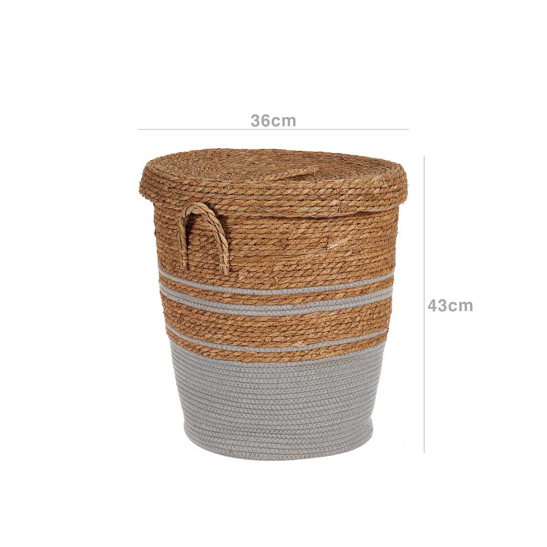 Cesto Vime com Tampa Redondo 4000ml 36X43cm