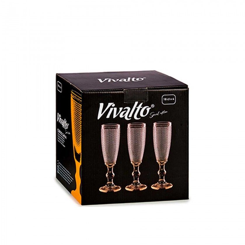 Copo Flute Picotado Special com Pé Ambar 18cl Pack 6 Copo Flute Picotado Special com Pé Ambar 18cl Pack 6