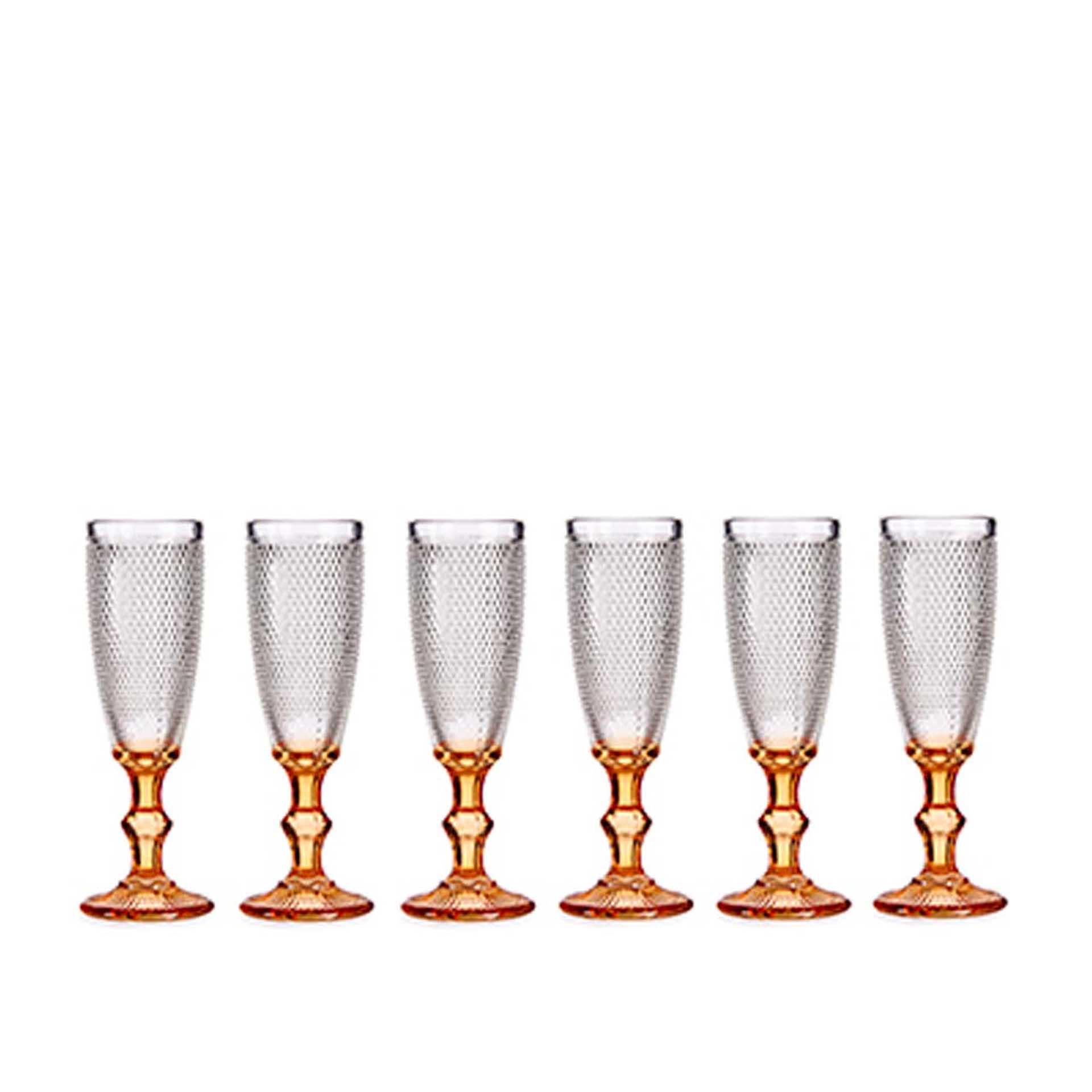 Copo Flute Picotado Special com Pé Ambar 18cl Pack 6