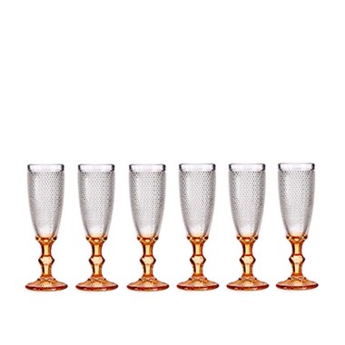 Copo Flute Picotado Special com Pé Ambar 18cl Pack 6