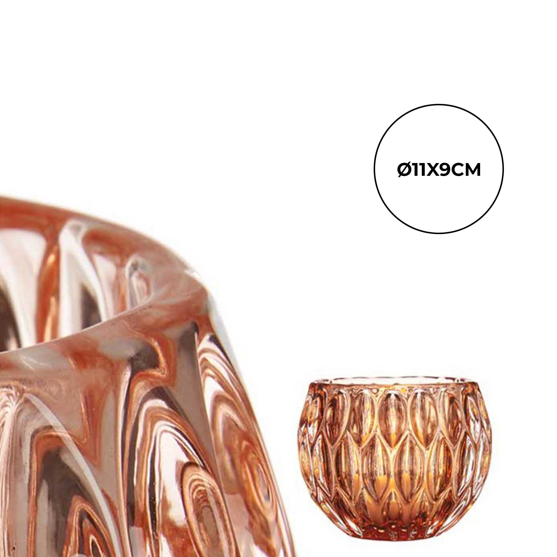 Porta Velas Vidro Hexágono Cobre 11X9cm