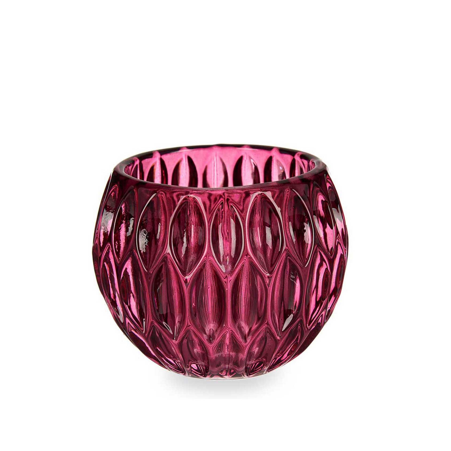 Porta Velas Vidro Hexágono Rosa 11X9cm
