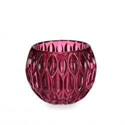 Porta Velas Vidro Hexgono Rosa 11X9cm