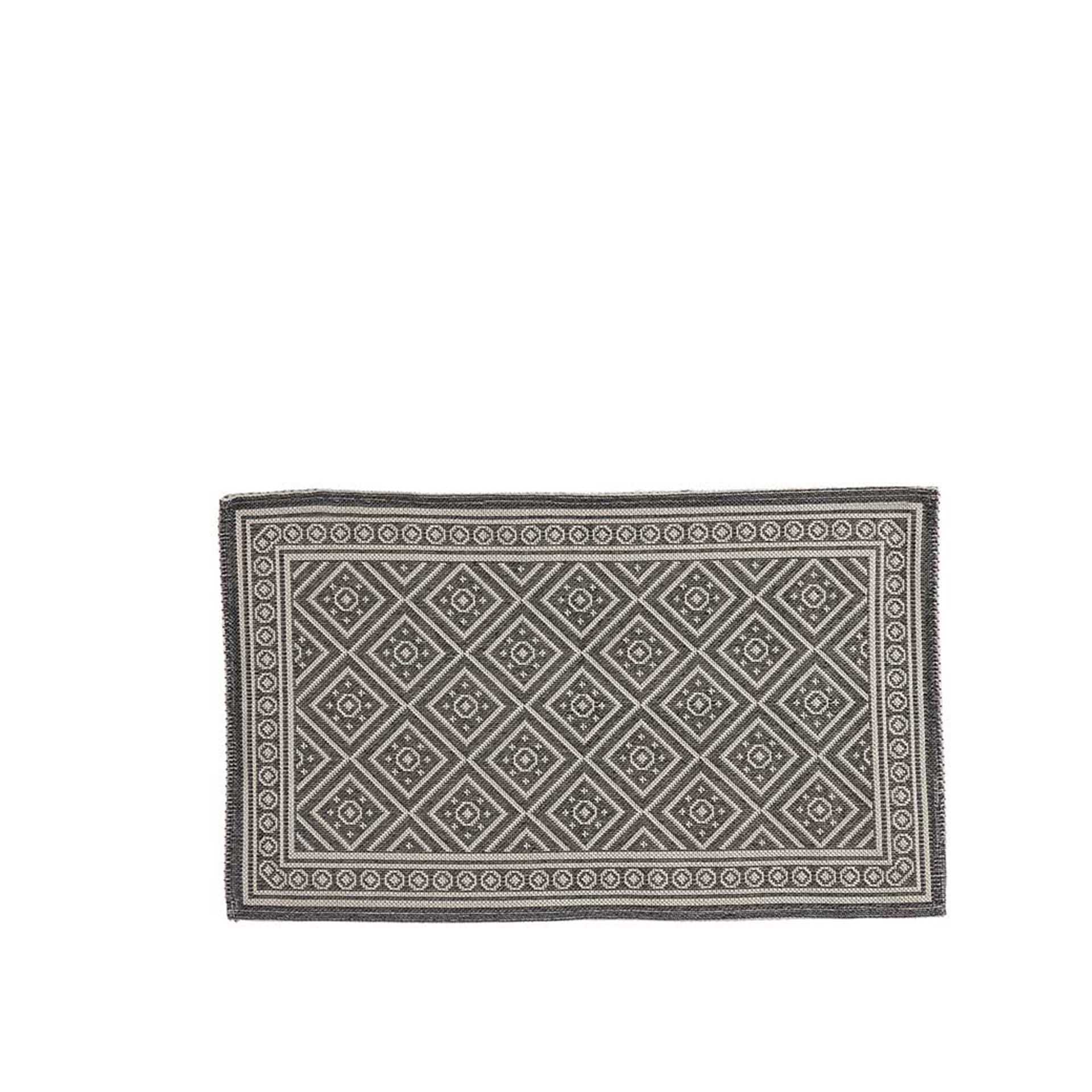 Tapete Geométrico Algodão Cinza 73X135cm