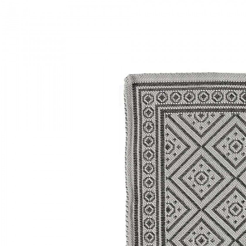 Tapete Geométrico Algodão Cinza 73X135cm Tapete Geométrico Algodão Cinza 73X135cm