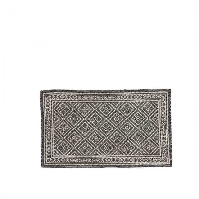 Tapete Geomtrico Algodo Cinza 73X135cm