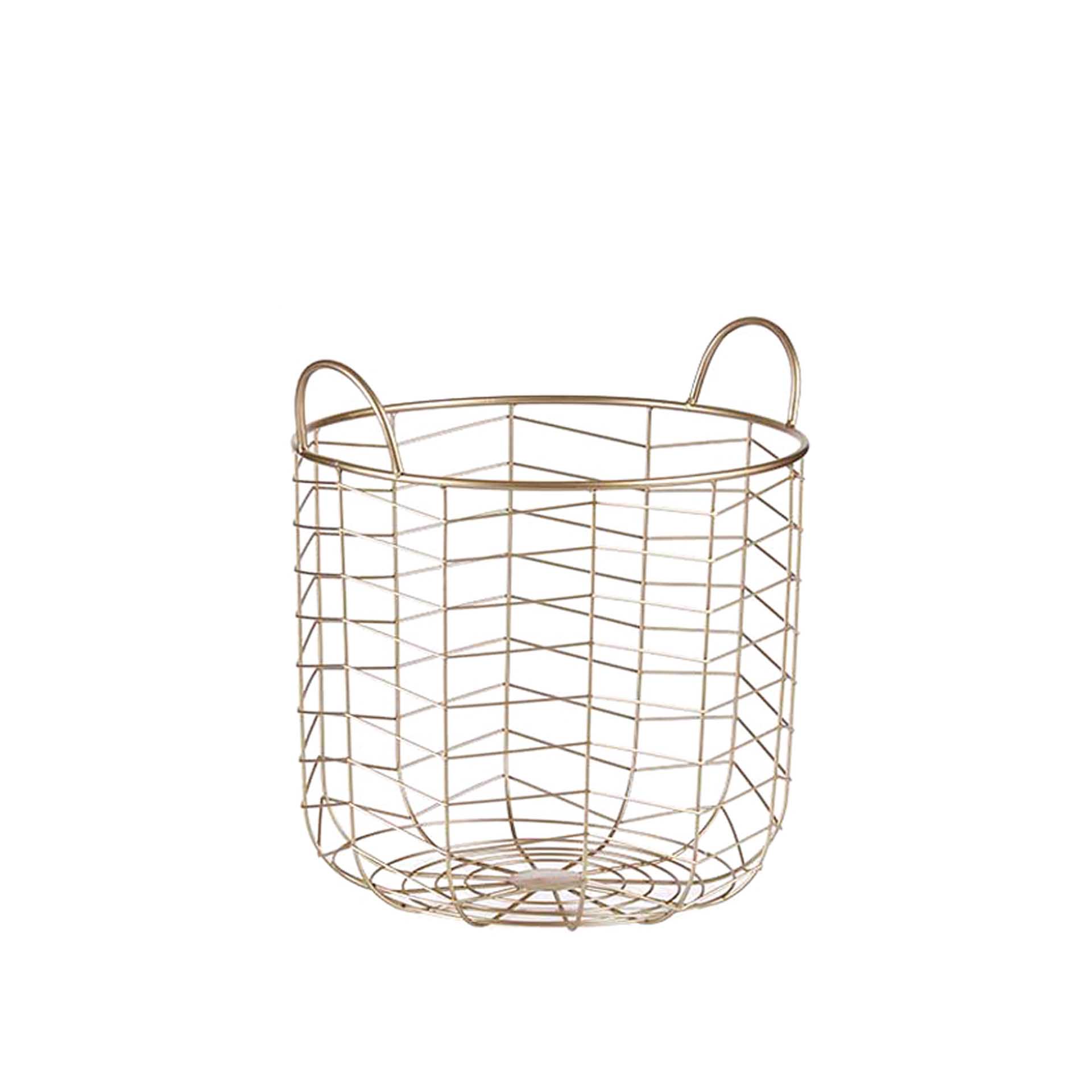 Cesto Metálico Redondo Medio Dourado 32X34cm